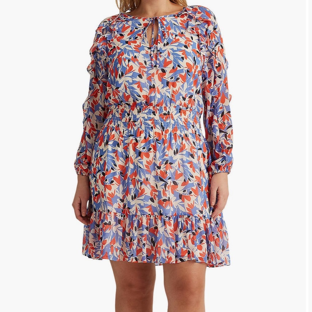 Ralph Lauren Ruffle Sleeve Georgette Dress